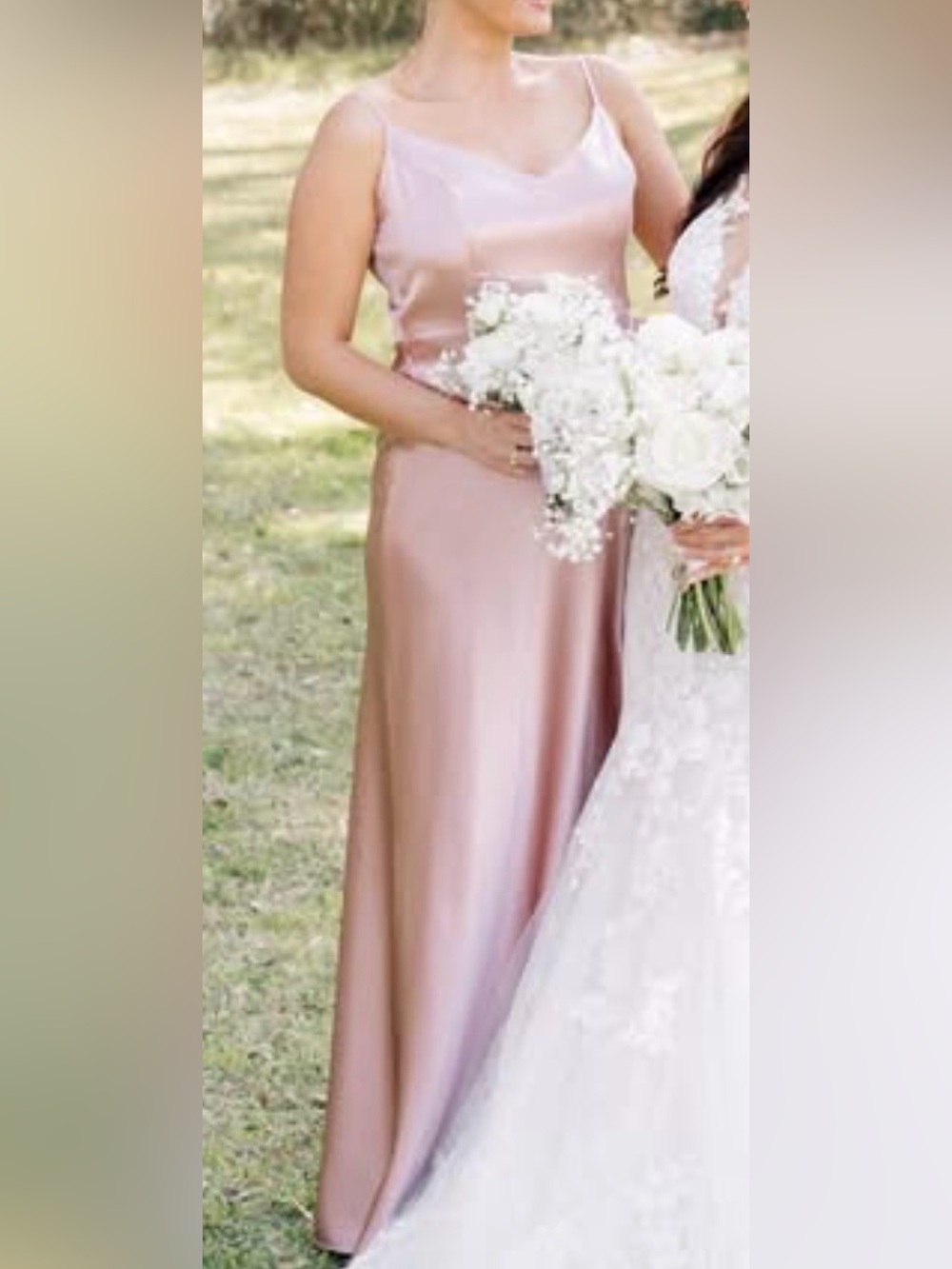 Birdy Grey Satin Cowl Slip Maxi Dress in Rose Blush
